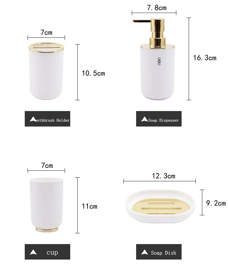 Hongxiang Bathroom Hardware-Gold Plastic Bathroom Set Bathroom Accessories Supplier